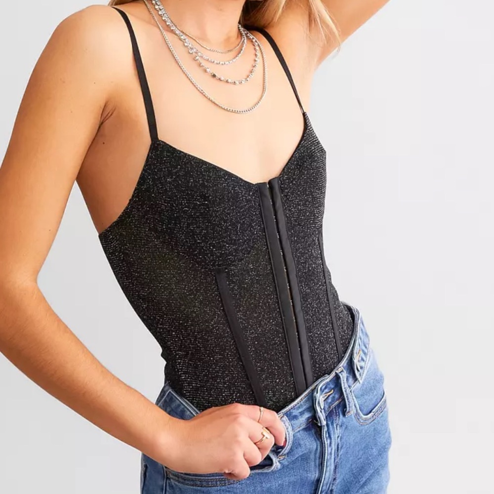 Free People Intimately Shimmer Night Rhythm Corset Bodysuit New with Tags